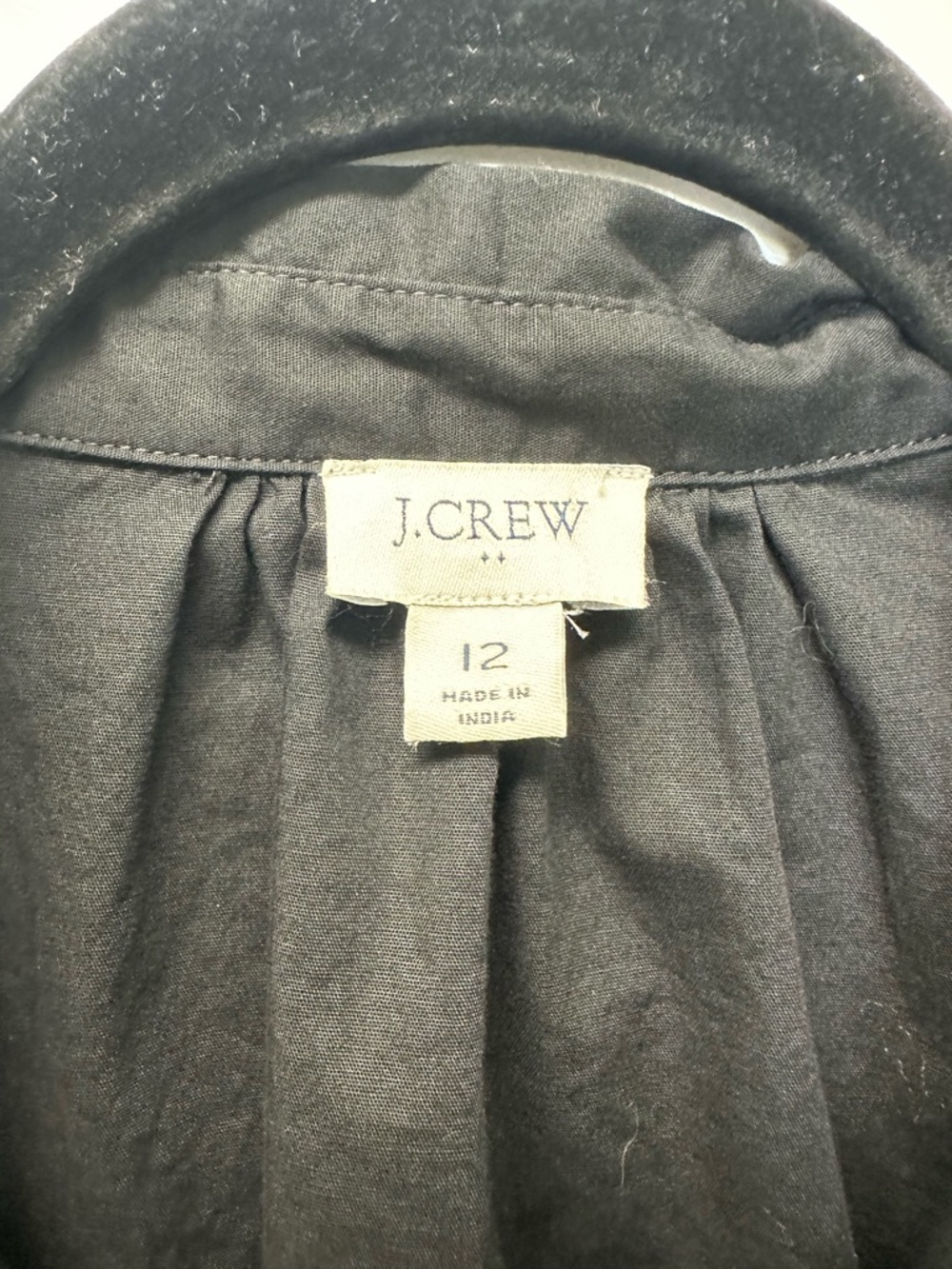 J. Crew Black Button-Front Long Sleeve Cotton Blend Gathered Shirt Dress 12 - Picture 3 of 8